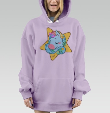 Единорог звёздочка, Hoodie Mjhigh Dig Mel, Fiolet, утепленная