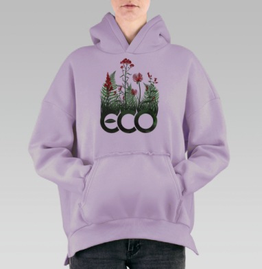Эко цветы, Hoodie Oversize Fiolet, утепленная
