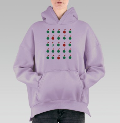 Эко сумка яблоки, Hoodie Oversize Fiolet, утепленная