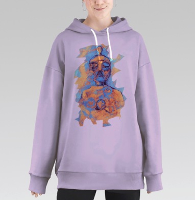 Экологичный арт «Человек в противогазе», Hoodie Long Oversize Fiolet