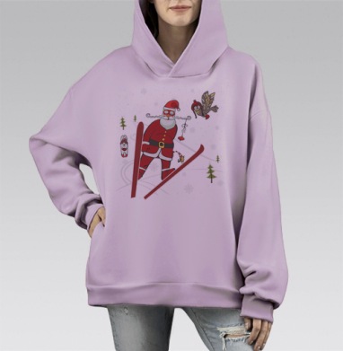 Экстремальный Дед Мороз, Hoodie Mono Fiolet, оверсайз, утепленная