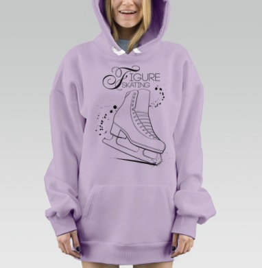 Элегантный конек для фигурного катания в стиле арт, Hoodie Mjhigh Dig Mel, Fiolet, утепленная