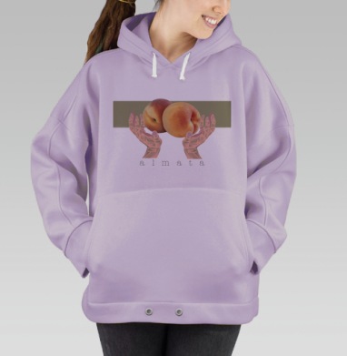 Элегантный минимализм: персики в анатомических руках, Hoodie Oversize Fiolet