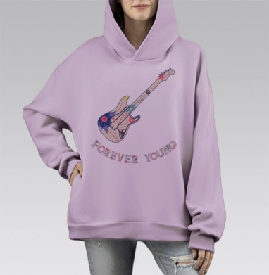 Электрогитара, Hoodie Mono Fiolet, оверсайз, утепленная