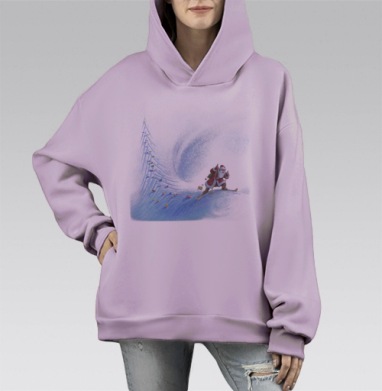 Ёлочкой, Hoodie Mono Fiolet, оверсайз, утепленная