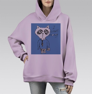 Енот, Hoodie Mono Fiolet, оверсайз, утепленная