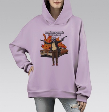 Енот, Hoodie Mono Fiolet, оверсайз, утепленная