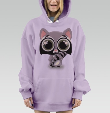 Енот с большими глазами, Hoodie Mjhigh Dig Mel, Fiolet, утепленная