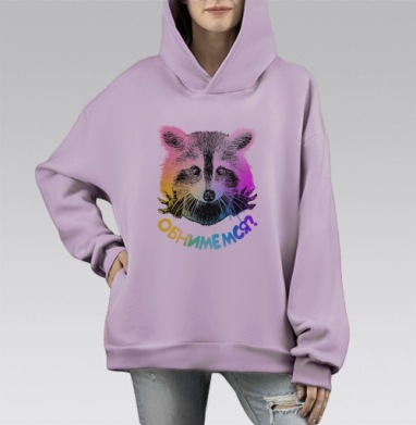 ЕНОТИК, Hoodie Mono Fiolet, оверсайз, утепленная