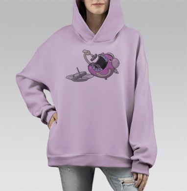 Фантастическое существо, поглощающее данные, Hoodie Mono Fiolet, оверсайз, утепленная