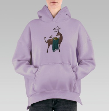 Февральский олень, Hoodie Oversize Fiolet, утепленная