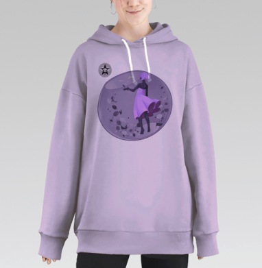 Фигура в шаре с мечтательной атмосферой, Hoodie Long Oversize Fiolet