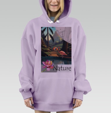 Фламинго в лесу, Hoodie Mjhigh Dig Mel, Fiolet, утепленная