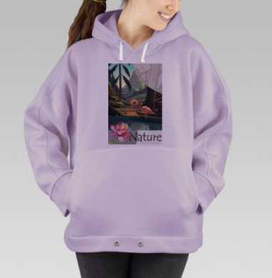 Фламинго в лесу, Hoodie Oversize Fiolet