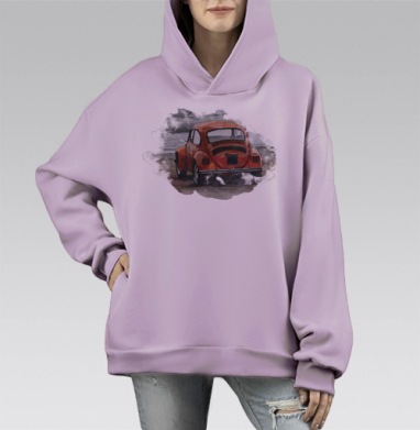 Фольксваген жук (жен.), Hoodie Mono Fiolet, оверсайз, утепленная