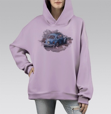 Фольксваген жук (муж.), Hoodie Mono Fiolet, оверсайз, утепленная