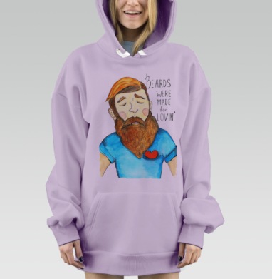 Футболка с акварельным сердцем и бородой, Hoodie Mjhigh Dig Mel, Fiolet, утепленная