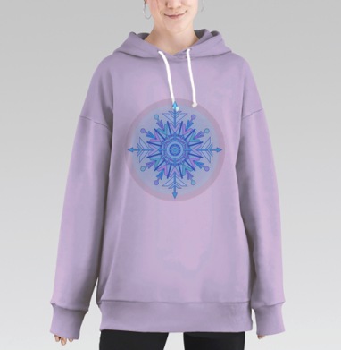 Геометрическая снежинка в стиле абстракции, Hoodie Long Oversize Fiolet