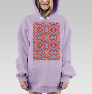 Геометрический этнический паттерн, Hoodie Mjhigh Dig Mel, Fiolet, утепленная