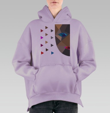 Геометрическое лицо, Hoodie Oversize Fiolet, утепленная