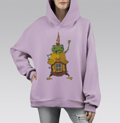 Гигантская лягушка с волшебным домиком, Hoodie Mono Fiolet, оверсайз, утепленная