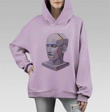 Гипс и цвет, Hoodie Mono Fiolet, оверсайз, утепленная
