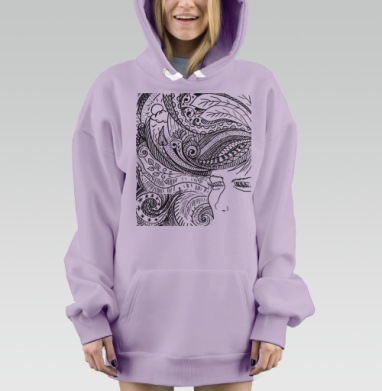 Глубокая медитация: монохромный дудлинг, Hoodie Mjhigh Dig Mel, Fiolet, утепленная