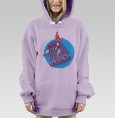 Голубь в Индейском Головном Уборе с Перьями, Hoodie Mjhigh Dig Mel, Fiolet, утепленная