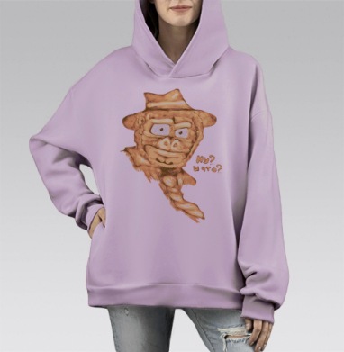 Горилла с шляпой и галстуком – дерзкий взгляд, Hoodie Mono Fiolet, оверсайз, утепленная