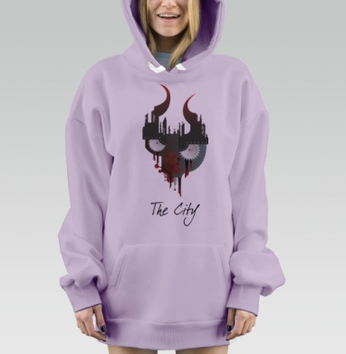 Город, Hoodie Mjhigh Dig Mel, Fiolet, утепленная