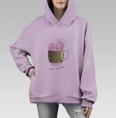 Горячий какао, Hoodie Mono Fiolet, оверсайз, утепленная