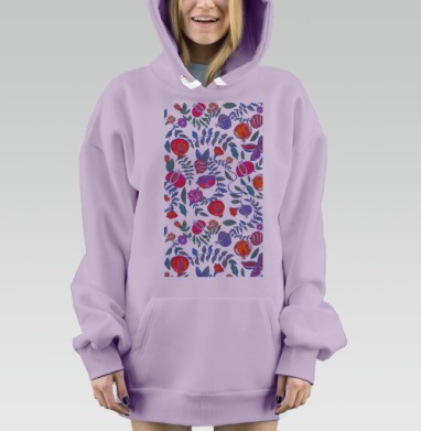 Гранатовый узор, Hoodie Mjhigh Dig Mel, Fiolet, утепленная
