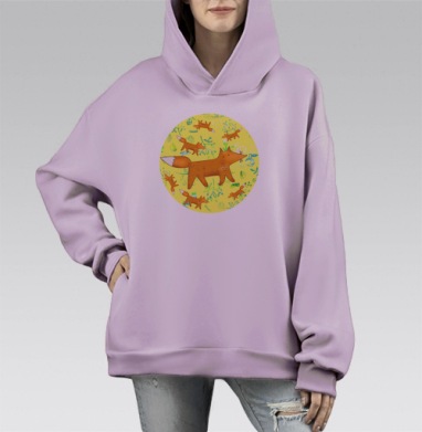 Гуляющая лиса, Hoodie Mono Fiolet, оверсайз, утепленная