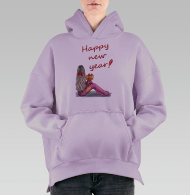 Happy new year❄️ / С Новым годом❄️, Hoodie Oversize Fiolet, утепленная