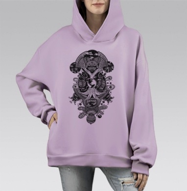 Иггдрасиль, Hoodie Mono Fiolet, оверсайз, утепленная