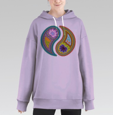 Инь-янь огурцы цветные, Hoodie Long Oversize Fiolet