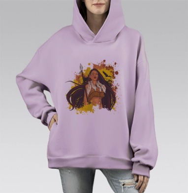 Индианка, Hoodie Mono Fiolet, оверсайз, утепленная