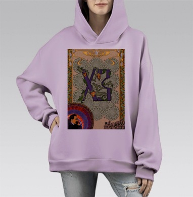 К пасхе, Hoodie Mono Fiolet, оверсайз, утепленная