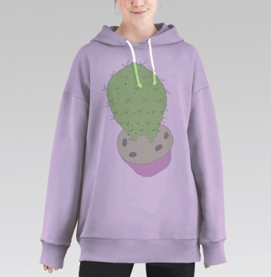 КАКТУС, Hoodie Long Oversize Fiolet