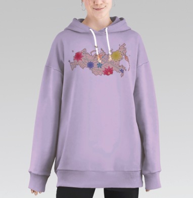 Карта России, Hoodie Long Oversize Fiolet