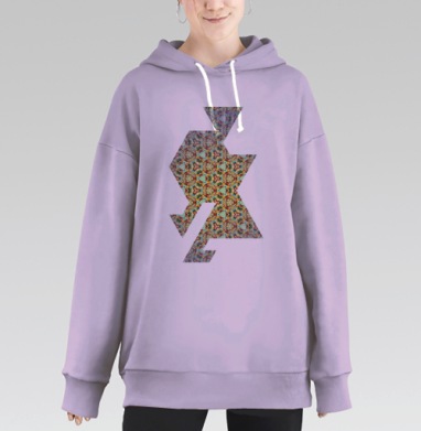 Картина-орнамент в стиле калейдоскопа с яркими цветами, Hoodie Long Oversize Fiolet