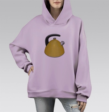 Kettle (Живая Азбука), Hoodie Mono Fiolet, оверсайз, утепленная