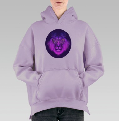 Клубный лев, Hoodie Oversize Fiolet, утепленная