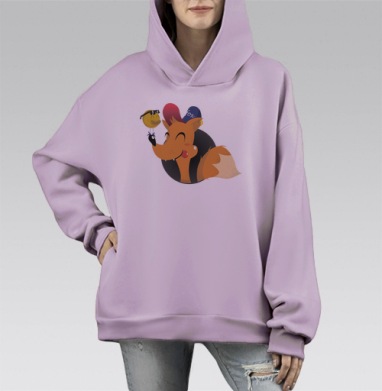 Колобок, Hoodie Mono Fiolet, оверсайз, утепленная