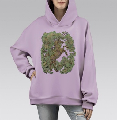 коняга, Hoodie Mono Fiolet, оверсайз, утепленная