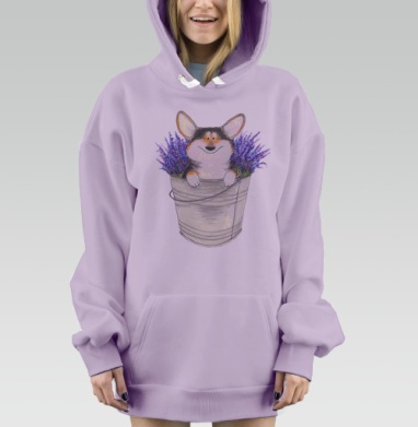 Корги в ведре лаванды, Hoodie Mjhigh Dig Mel, Fiolet, утепленная