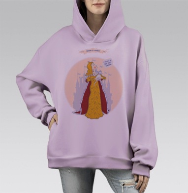 Королевство счастья, Hoodie Mono Fiolet, оверсайз, утепленная