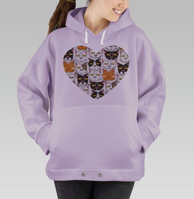 Кошачьи мордашки, Hoodie Oversize Fiolet