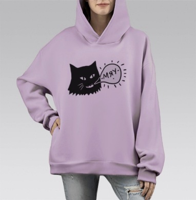Кошачья радость (муж.), Hoodie Mono Fiolet, оверсайз, утепленная
