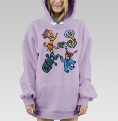 Космические дудлики 2.0, Hoodie Mjhigh Dig Mel, Fiolet, утепленная